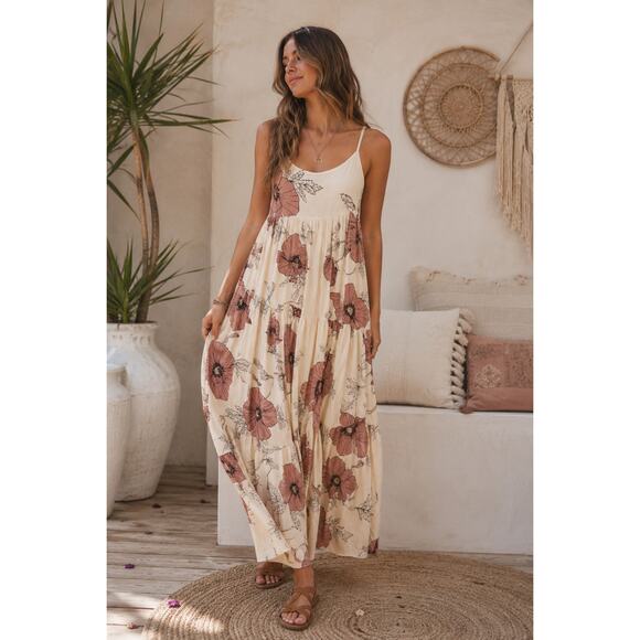 Jaase Dresses & Skirts - Jaase Winona Maxi Dress Small April Floral Print Boho Cottagecore Rayon